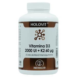 Vitamina D3 + K2 de Equisalud (180 cápsulas)