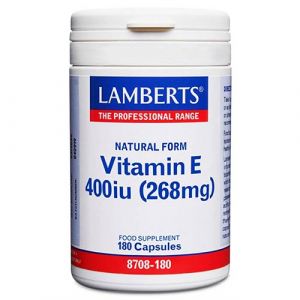 Vitamina E 400 UI de Lamberts (180 cápsulas)