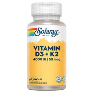 Vitamina D3 + K2 de Solaray (60 cápsulas vegetales)