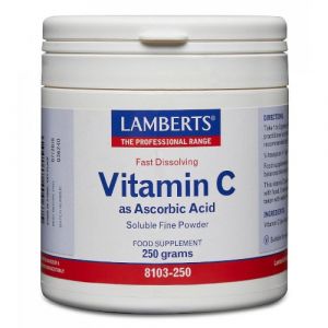 Vitamina C en polvo como ácido ascórbico de Lamberts