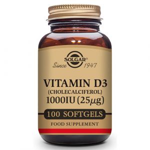 Vitamina D3 1000 UI (25 mcg) de Solgar - 100 cápsulas