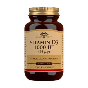 Vitamina D3 1000 UI (25 mcg) de Solgar - 100 cápsulas