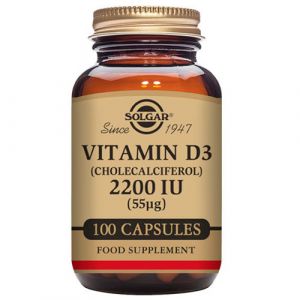 Vitamina D3 2200 UI (55 mcg) de Solgar - 100 cápsulas vegetales