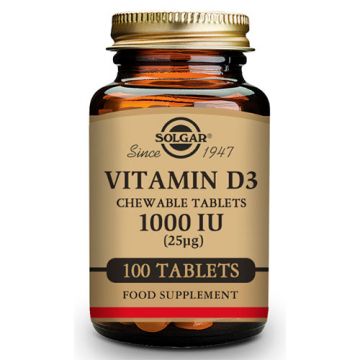 Vitamina D3 1000 UI (25 mcg) de Solgar - 100 Comprimidos