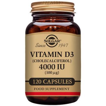 Vitamina D3 4000 UI (100 mcg) de Solgar - 120 cápsulas
